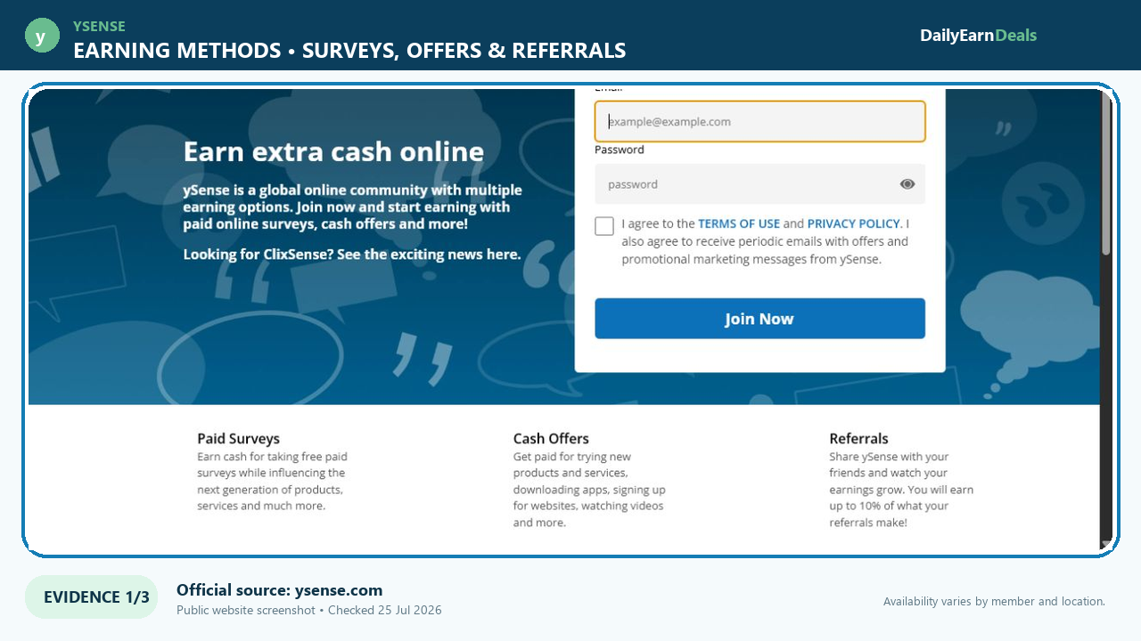 ysense-evidence-earning-methods