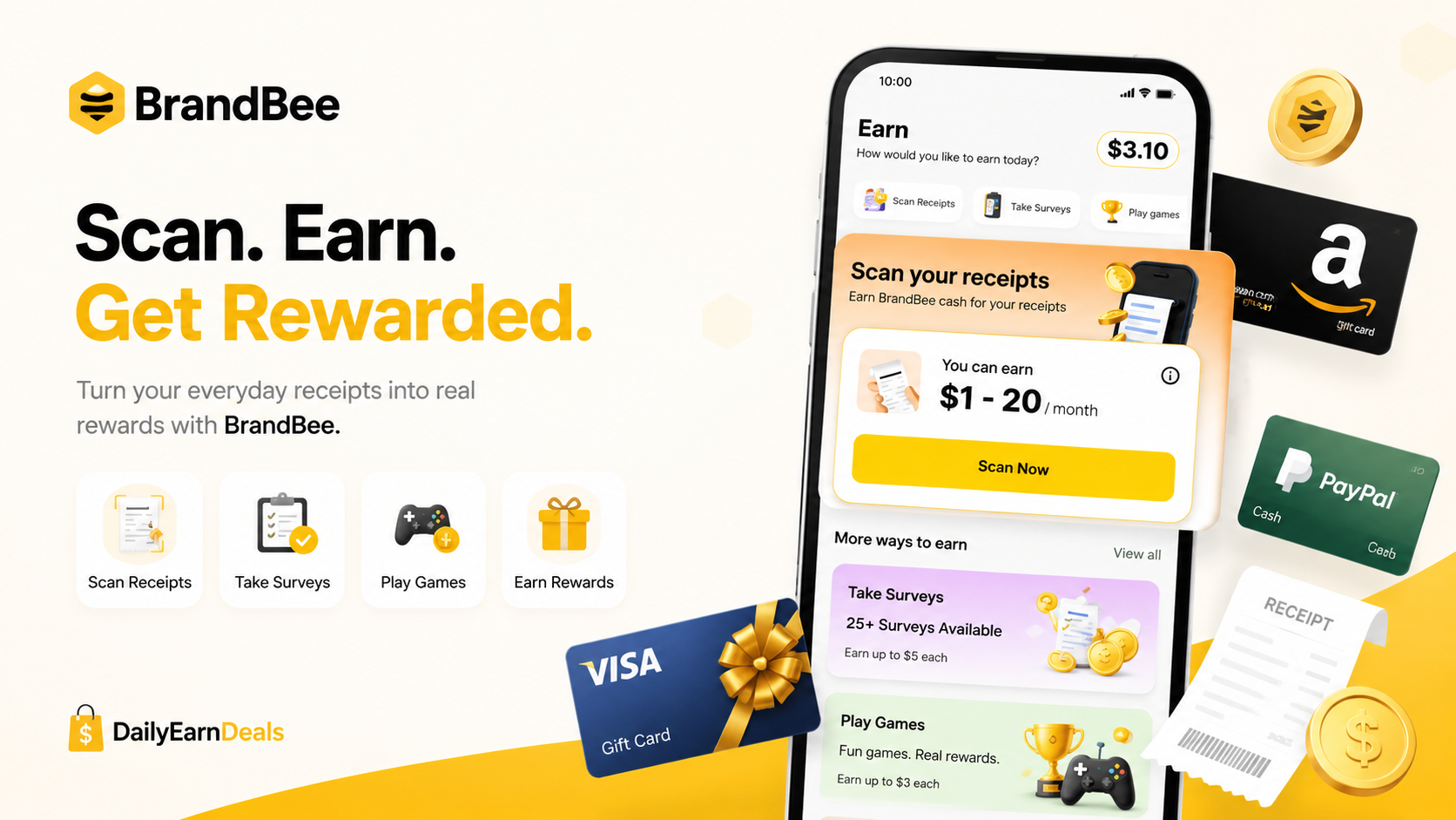 BrandBee Review 2026: Earn Gift Cards From Games, Surveys and Receipts